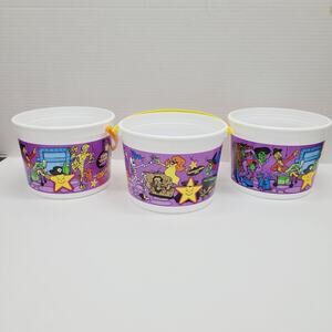 Vtg 3 Halloween Hardees Cool Combos Trick Or Treat Bucket Candy Pail 2000 Spooky